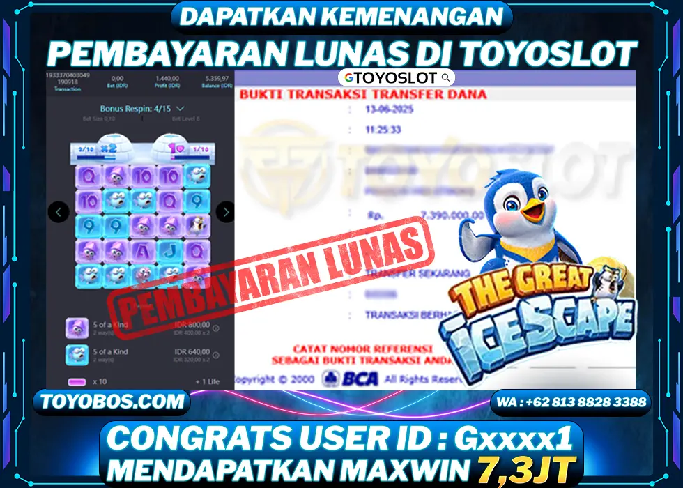 BUKTI KEMENANGAN The great icescape Rp7,300,000- LUNAS